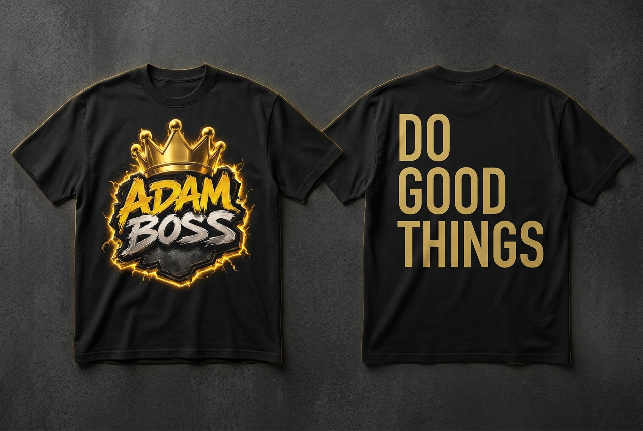 Crown Tee mockup, front and back